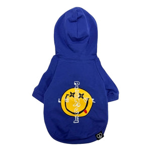 2ND CLOSET "SMILEY FACE" PRINTED PET HOODY-BLUE