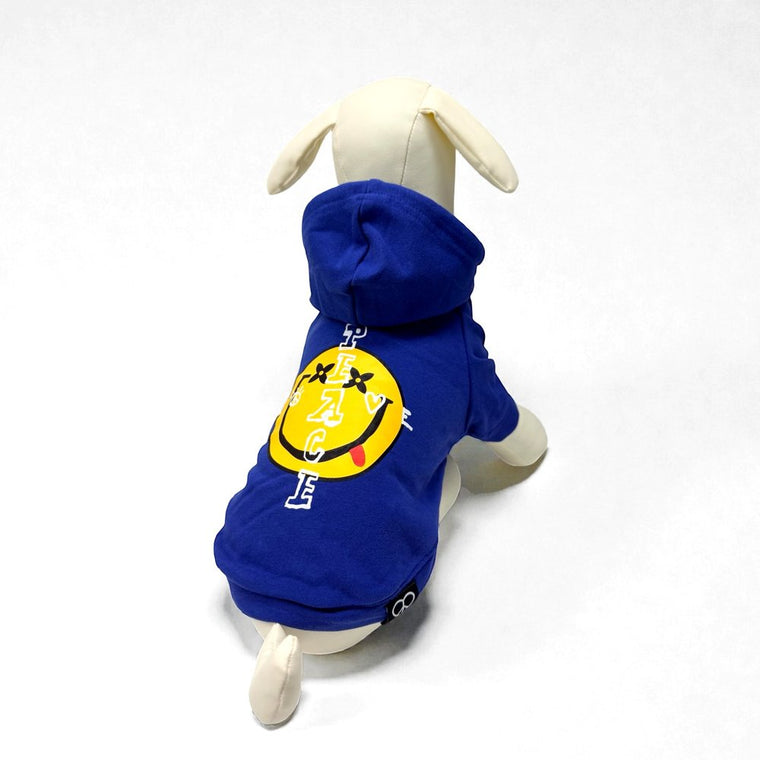 2ND CLOSET "SMILEY FACE" PRINTED PET HOODY-BLUE