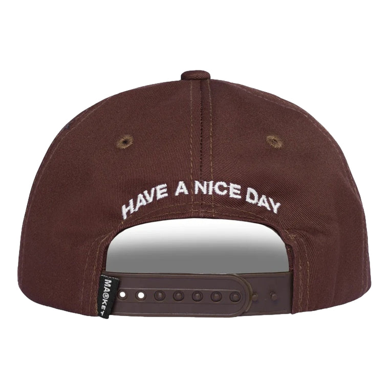 MARKET SMILEY HATERS 5-PANEL HAT-BROWN
