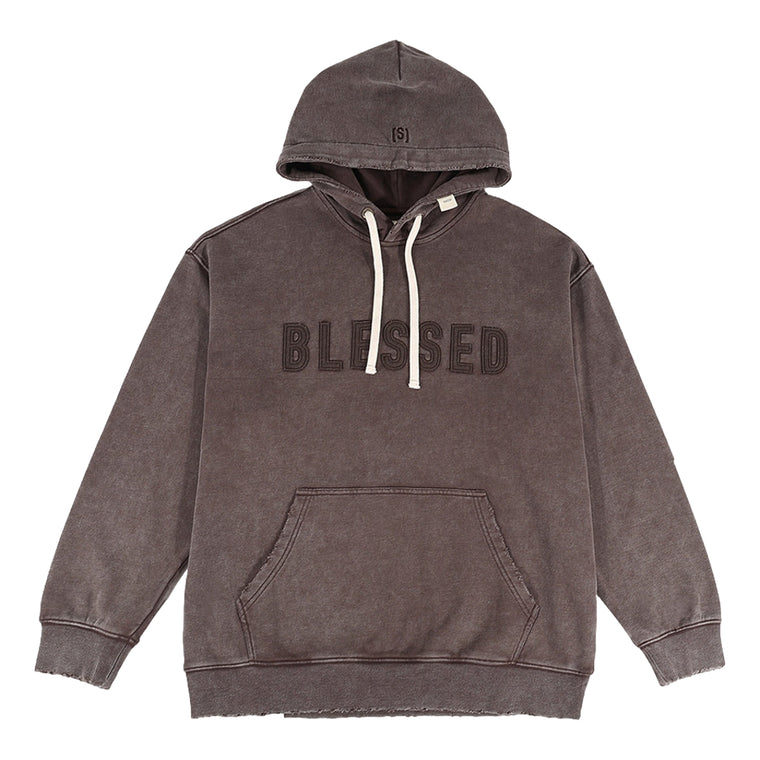 A[S]USL SNOW WASH BLESSED HOODIE-CHARCOAL