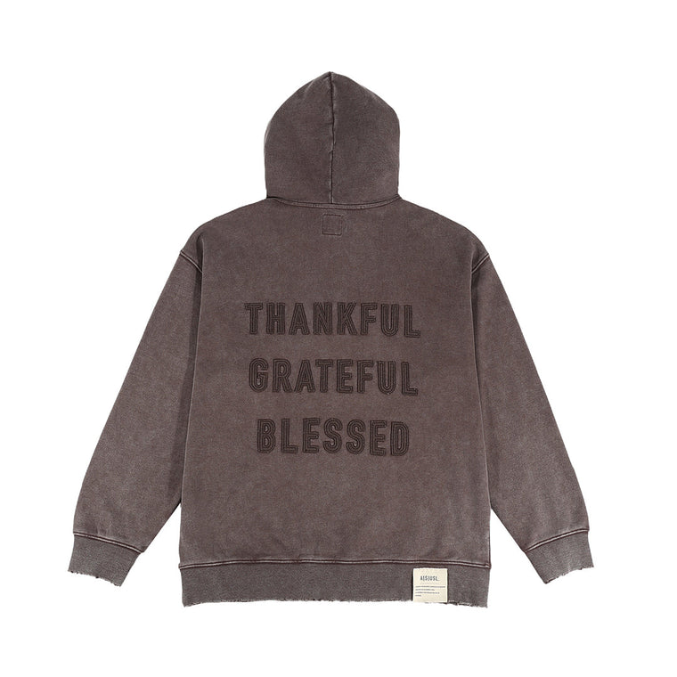 A[S]USL SNOW WASH BLESSED HOODIE-CHARCOAL