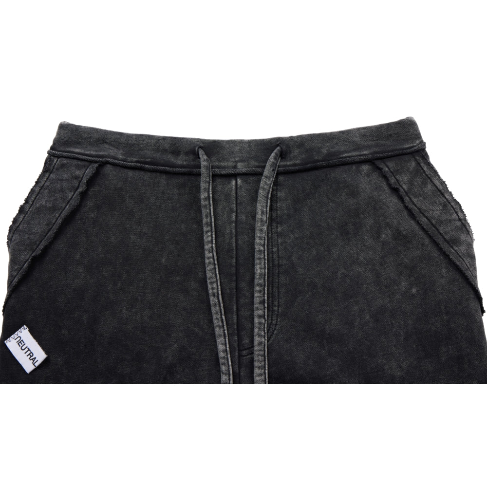 NEUTRAL SOCIETY SNOW WASH CARGO SWEAT PANTS-BLACK