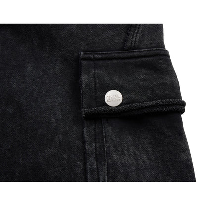 NEUTRAL SOCIETY SNOW WASH CARGO SWEAT PANTS-BLACK