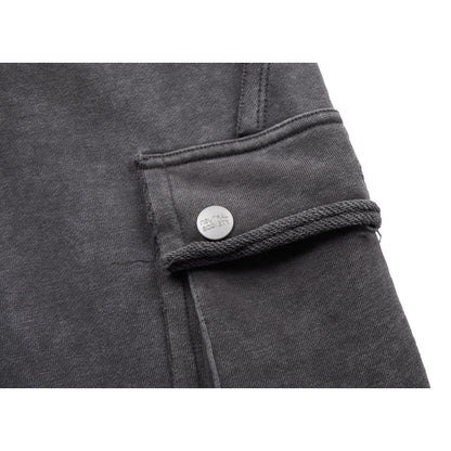 NEUTRAL SOCIETY SNOW WASH CARGO SWEAT PANTS-DARK GREY