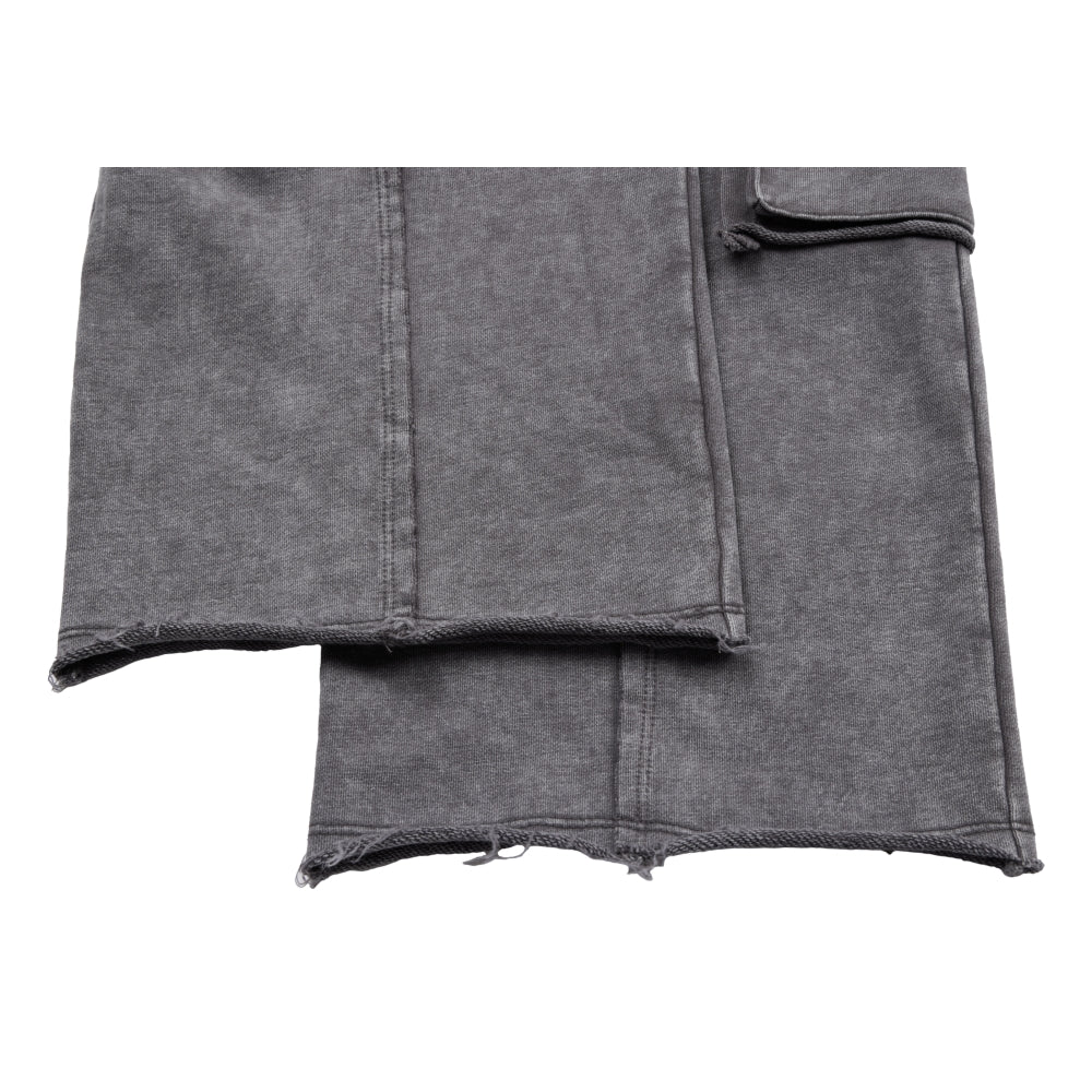 NEUTRAL SOCIETY SNOW WASH CARGO SWEAT PANTS-DARK GREY