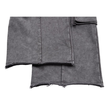 NEUTRAL SOCIETY SNOW WASH CARGO SWEAT PANTS-DARK GREY