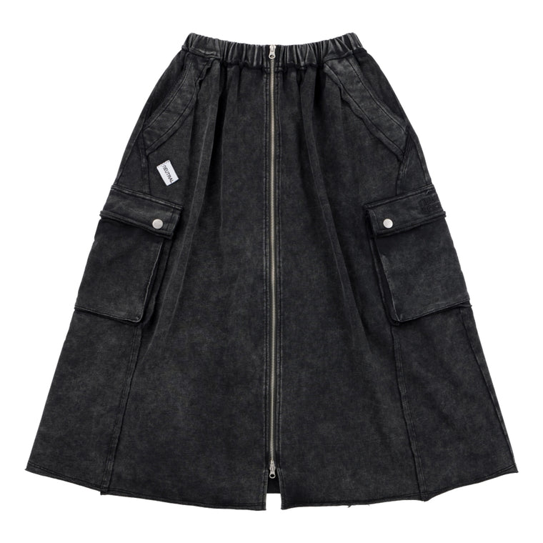 NEUTRAL SOCIETY SNOW WASH CARGO SWEAT SKIRT-BLACK