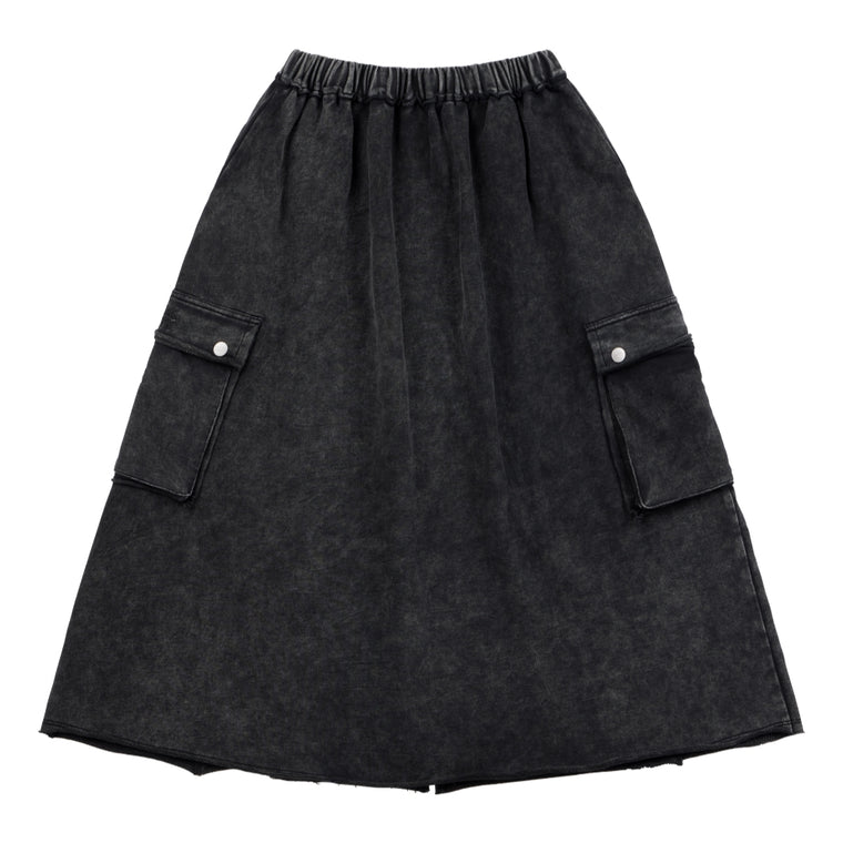 NEUTRAL SOCIETY SNOW WASH CARGO SWEAT SKIRT-BLACK