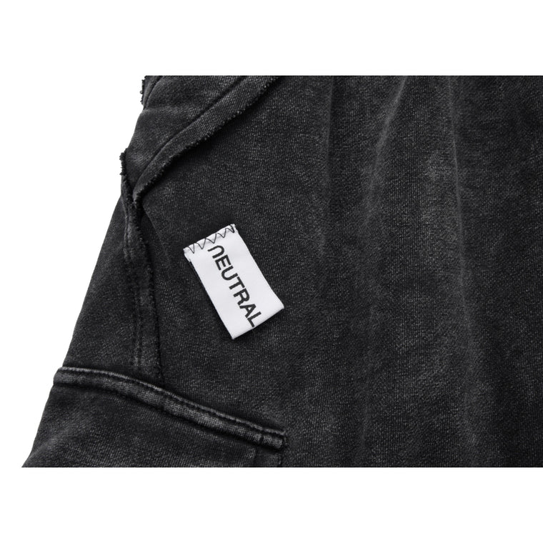 NEUTRAL SOCIETY SNOW WASH CARGO SWEAT SKIRT-BLACK