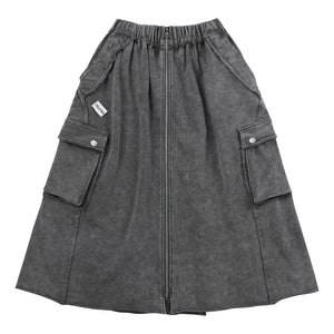 NEUTRAL SOCIETY SNOW WASH CARGO SWEAT SKIRT-DARK GREY