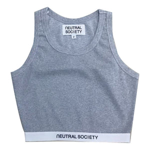 NEUTRAL SOCIETY SNOW WASH CROPPED TANK TOP-GREY