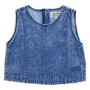 NEUTRAL SOCIETY SNOW WASH DENIM TANK-BLUE DENIM