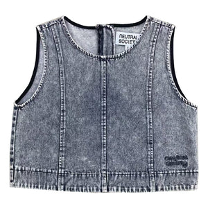 NEUTRAL SOCIETY SNOW WASH DENIM TANK-BLACK DENIM