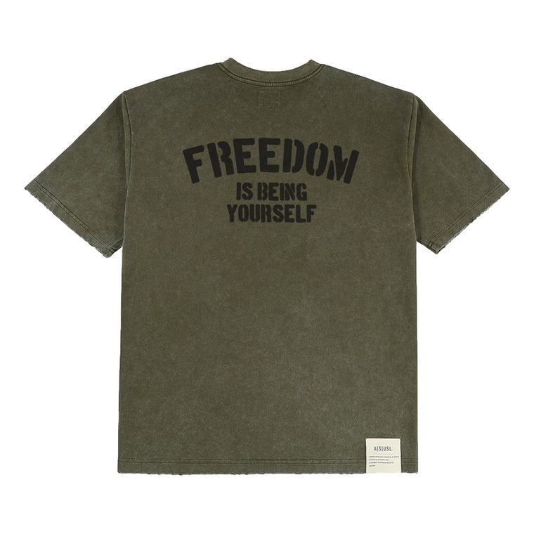 A[S]USL SNOW WASH FREEDOM TEE-OLIVE