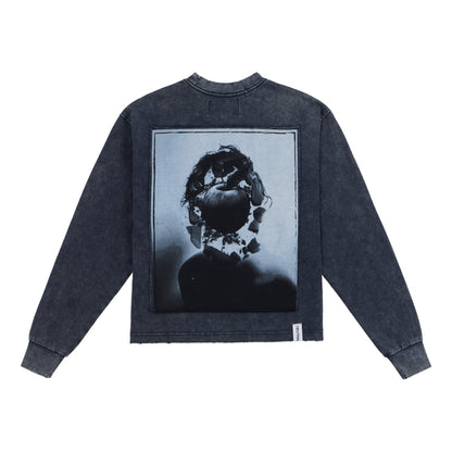 NEUTRAL SOCIETY SNOW WASH I'M  BORED LS TEE-BLACK