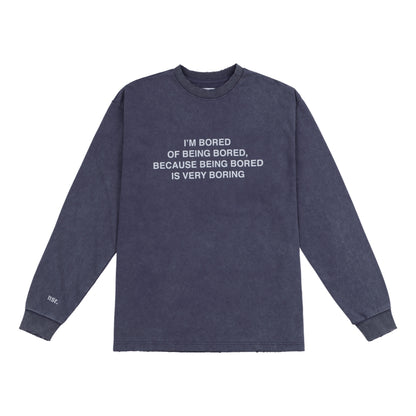 NEUTRAL SOCIETY SNOW WASH I'M  BORED LS TEE-NAVY