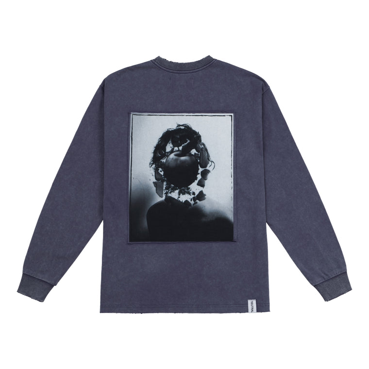 NEUTRAL SOCIETY SNOW WASH I'M  BORED LS TEE-NAVY