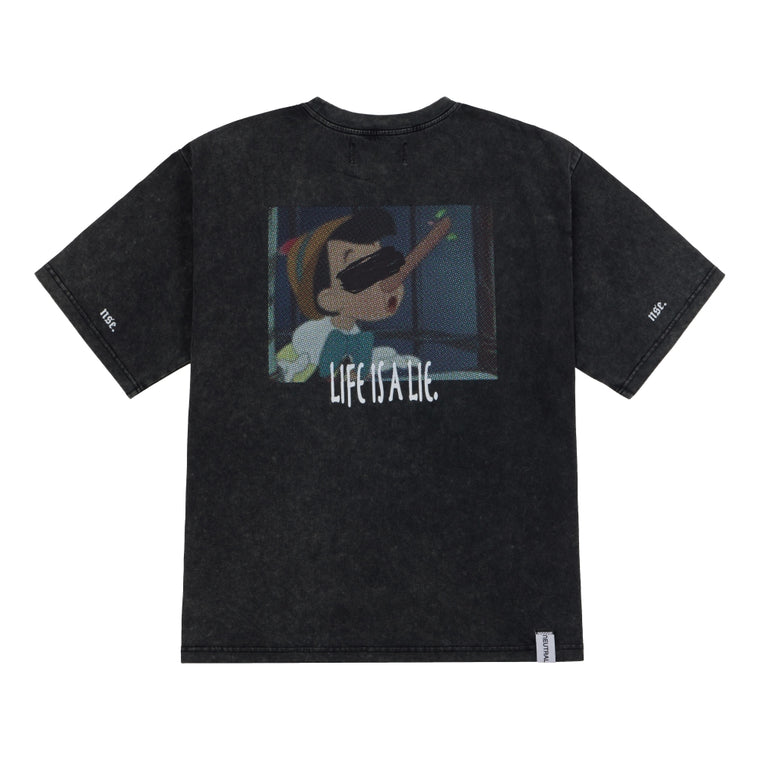 NEUTRAL SOCIETY SNOW WASH LIFE IS A LIE TEE-BLACK