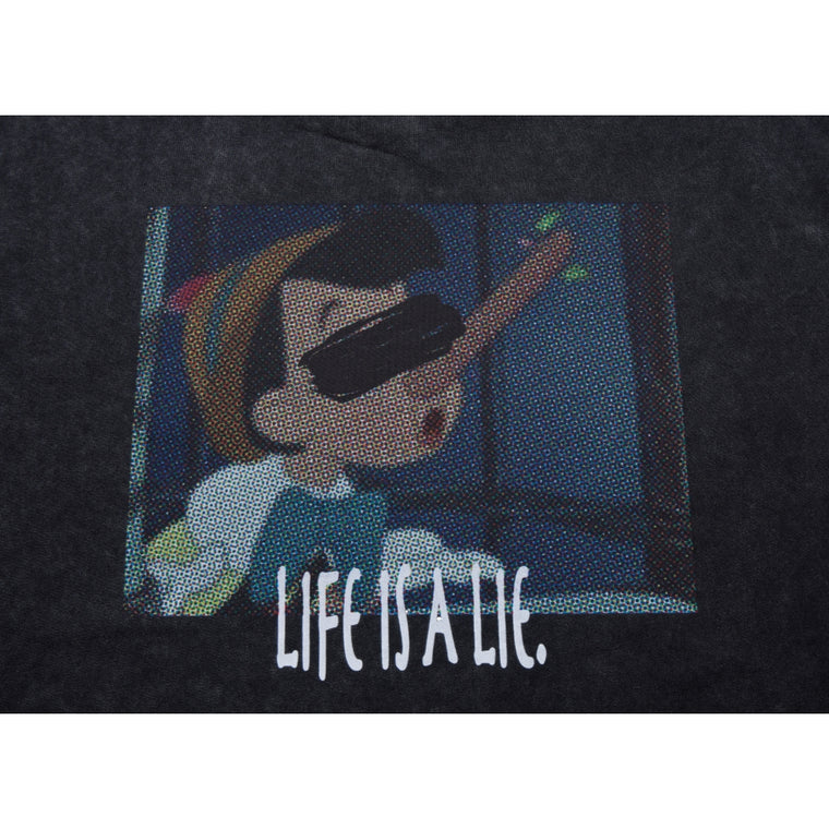 NEUTRAL SOCIETY SNOW WASH LIFE IS A LIE TEE-BLACK