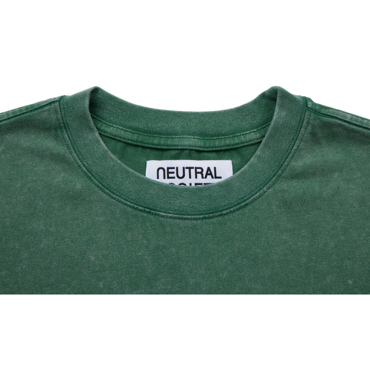 NEUTRAL SOCIETY SNOW WASH LIFE IS A LIE TEE-DARK GREEN