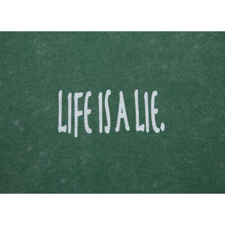 NEUTRAL SOCIETY SNOW WASH LIFE IS A LIE TEE-DARK GREEN