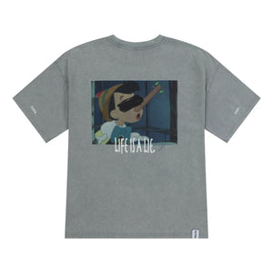 NEUTRAL SOCIETY SNOW WASH LIFE IS A LIE TEE-GREY