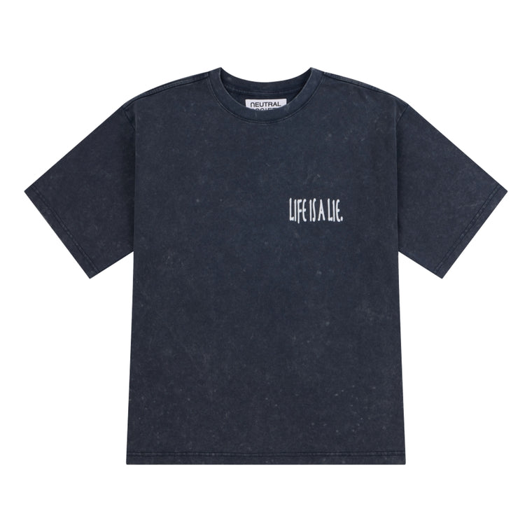 NEUTRAL SOCIETY SNOW WASH LIFE IS A LIE TEE-NAVY