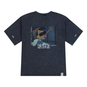 NEUTRAL SOCIETY SNOW WASH LIFE IS A LIE TEE-NAVY
