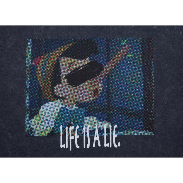 NEUTRAL SOCIETY SNOW WASH LIFE IS A LIE TEE-NAVY