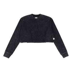 A[S]USL SNOW WASH LOGO CROPPED LONG TEE-BLACK