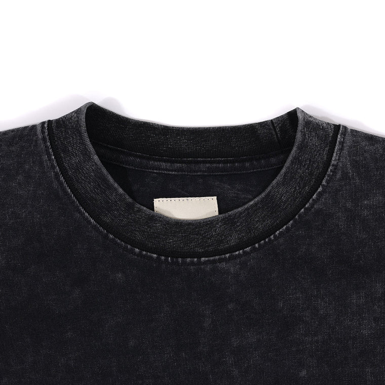 A[S]USL SNOW WASH LOGO CROPPED LONG TEE-BLACK