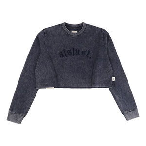 A[S]USL SNOW WASH LOGO CROPPED LONG TEE-CHARCOAL