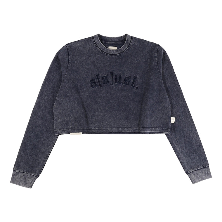 A[S]USL SNOW WASH LOGO CROPPED LONG TEE-CHARCOAL