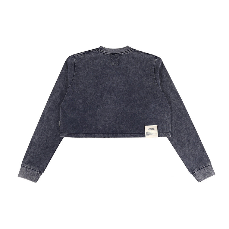 A[S]USL SNOW WASH LOGO CROPPED LONG TEE-CHARCOAL