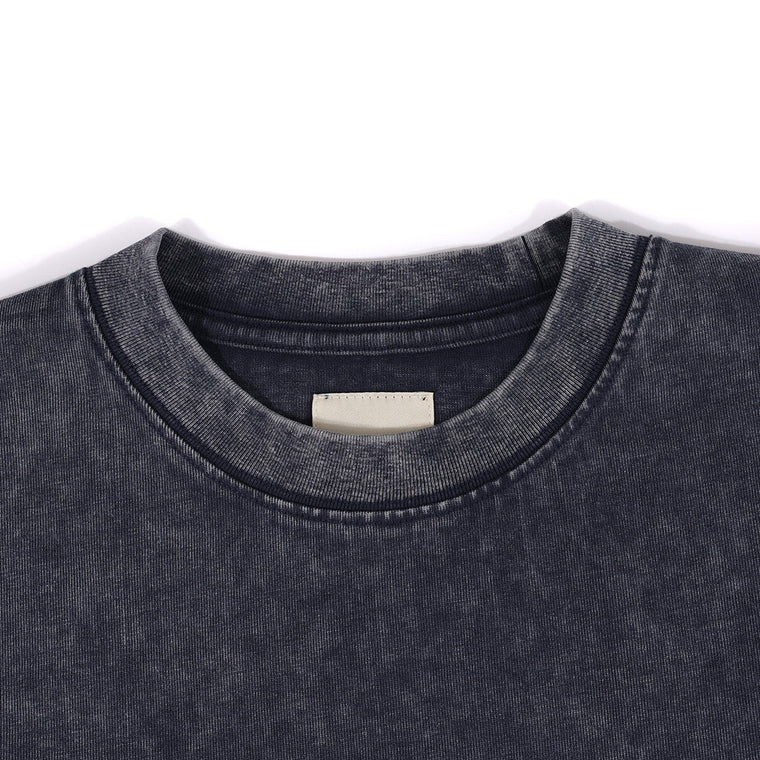 A[S]USL SNOW WASH LOGO CROPPED LONG TEE-CHARCOAL