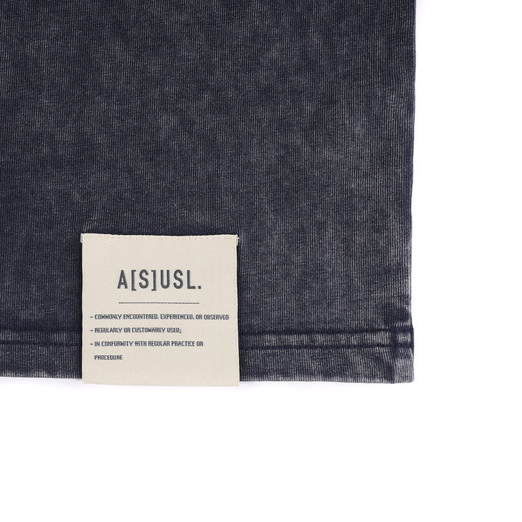A[S]USL SNOW WASH LOGO CROPPED LONG TEE-CHARCOAL