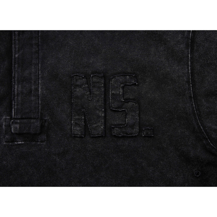 NEUTRAL SOCIETY SNOW WASH LOGO POLO SHIRT-BLACK