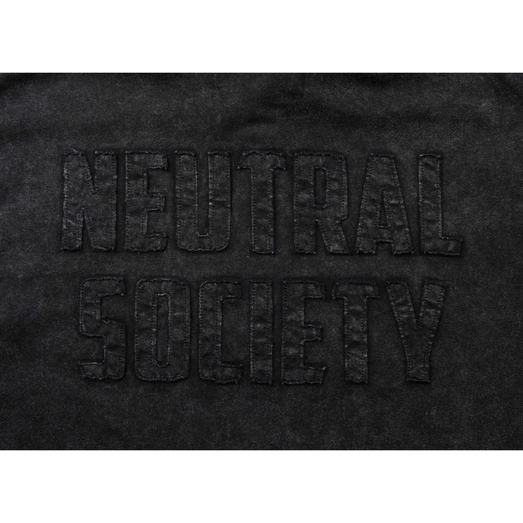 NEUTRAL SOCIETY SNOW WASH LOGO POLO SHIRT-BLACK
