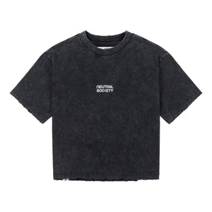NEUTRAL SOCIETY SNOW WASH LOGO TEE-BLACK