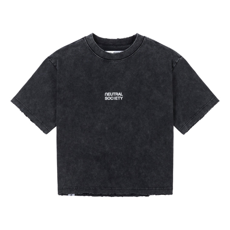 NEUTRAL SOCIETY SNOW WASH LOGO TEE-BLACK