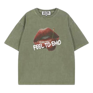 NEUTRAL SOCIETY SNOW WASH MOUTH TEE-OLIVE