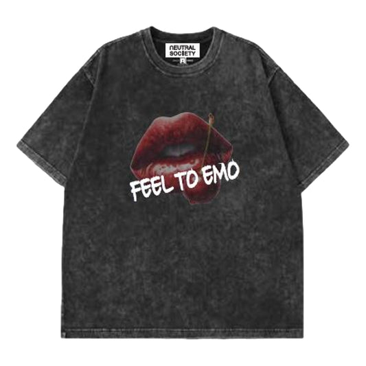 NEUTRAL SOCIETY SNOW WASH MOUTH TEE-BLACK