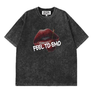 NEUTRAL SOCIETY SNOW WASH MOUTH TEE-BLACK