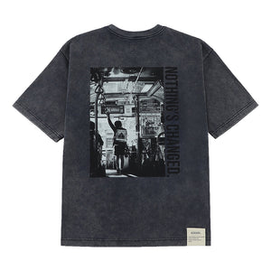 A[S]USL SNOW WASH PHOTO PRINT TEE-NAVY