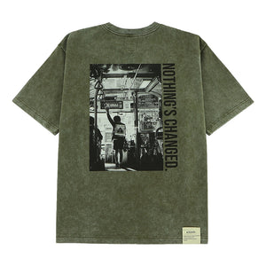 A[S]USL SNOW WASH PHOTO PRINT TEE-OLIVE