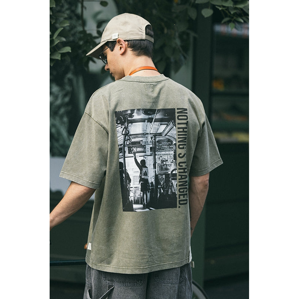 A[S]USL SNOW WASH PHOTO PRINT TEE-CHARCOAL