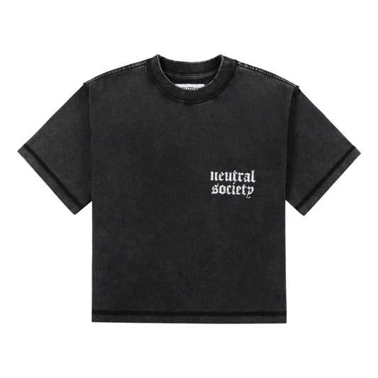 NEUTRAL SOCIETY SNOW WASH REVERSE TEE-WASHED BLACK