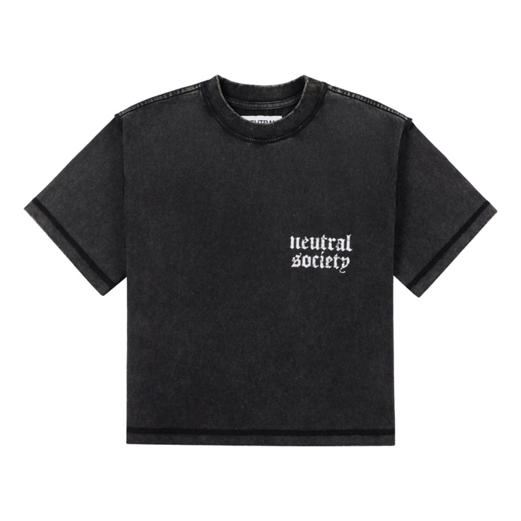 NEUTRAL SOCIETY SNOW WASH REVERSE TEE-WASHED BLACK