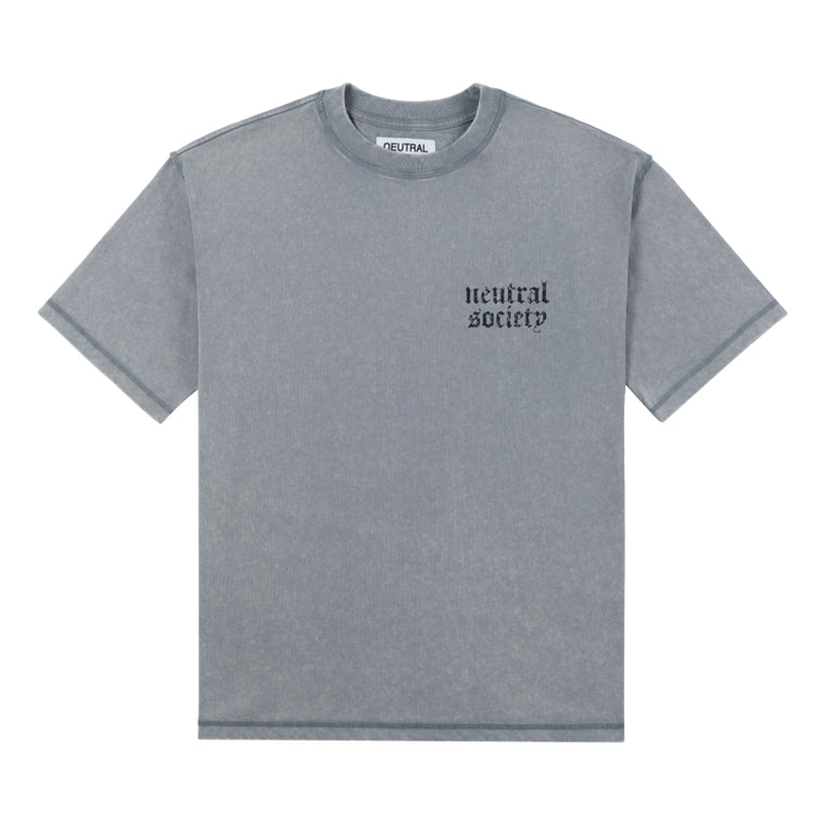 NEUTRAL SOCIETY SNOW WASH REVERSE TEE-WASHED GREY