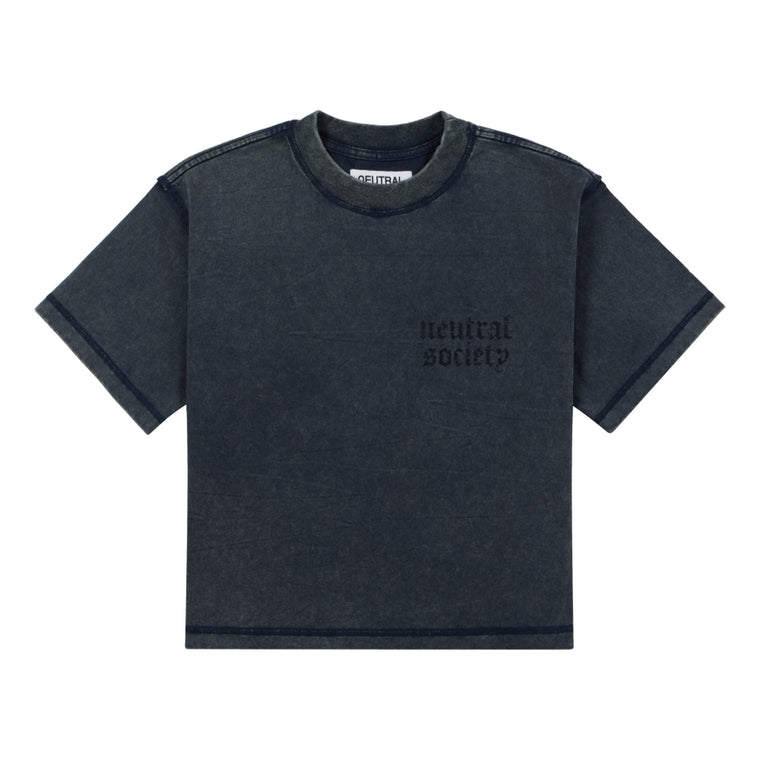 NEUTRAL SOCIETY SNOW WASH REVERSE TEE-WASHED NAVY